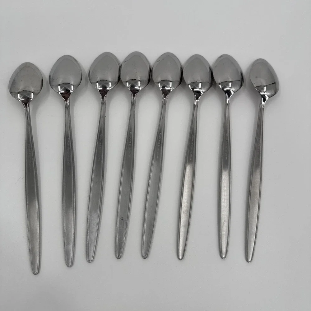Vintage Stainless Steel Japan Leaf Pattern Iced Teaspoon. 7 1/2
